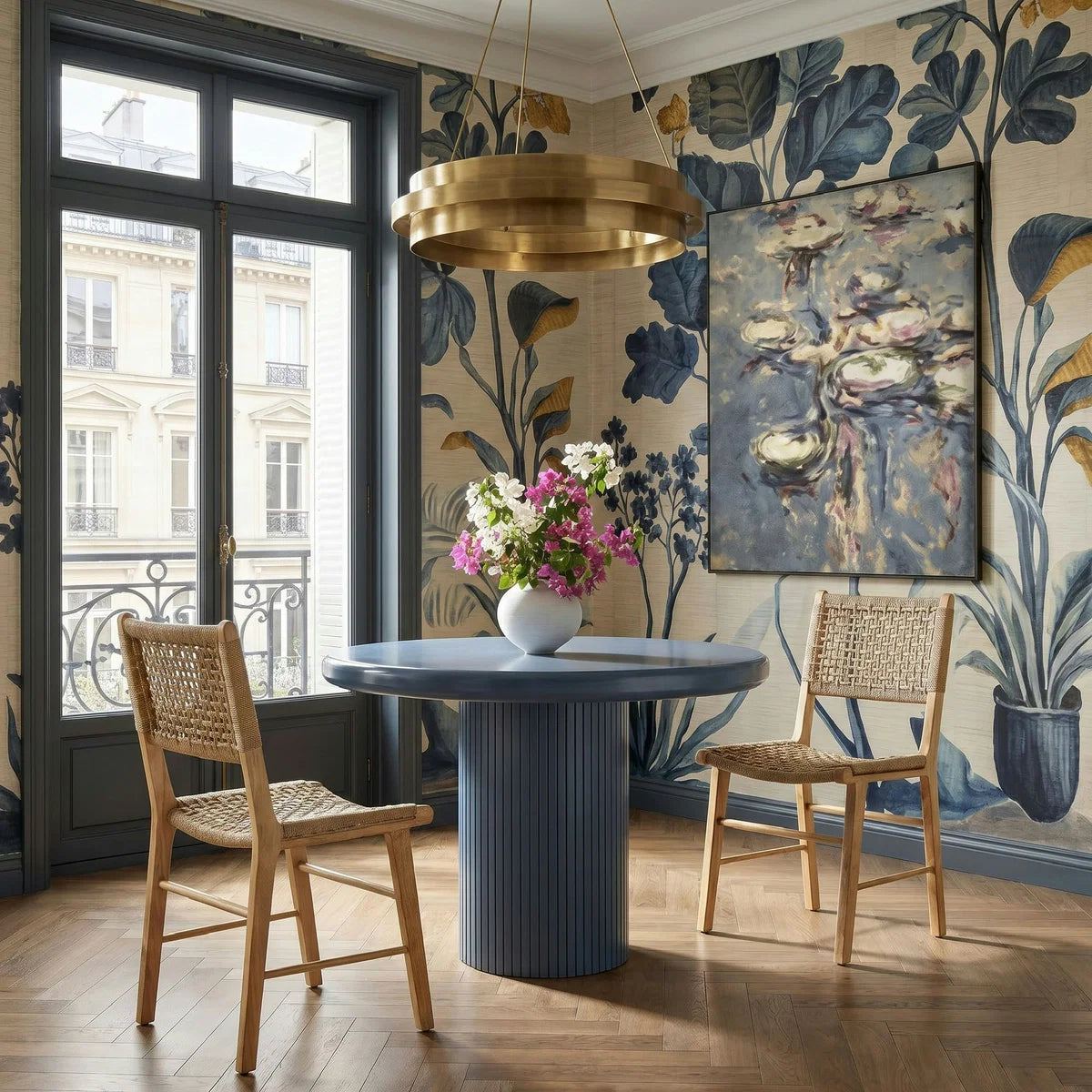Belmonte 45 Inch Painted Wood Round Pedestal Dining Table
