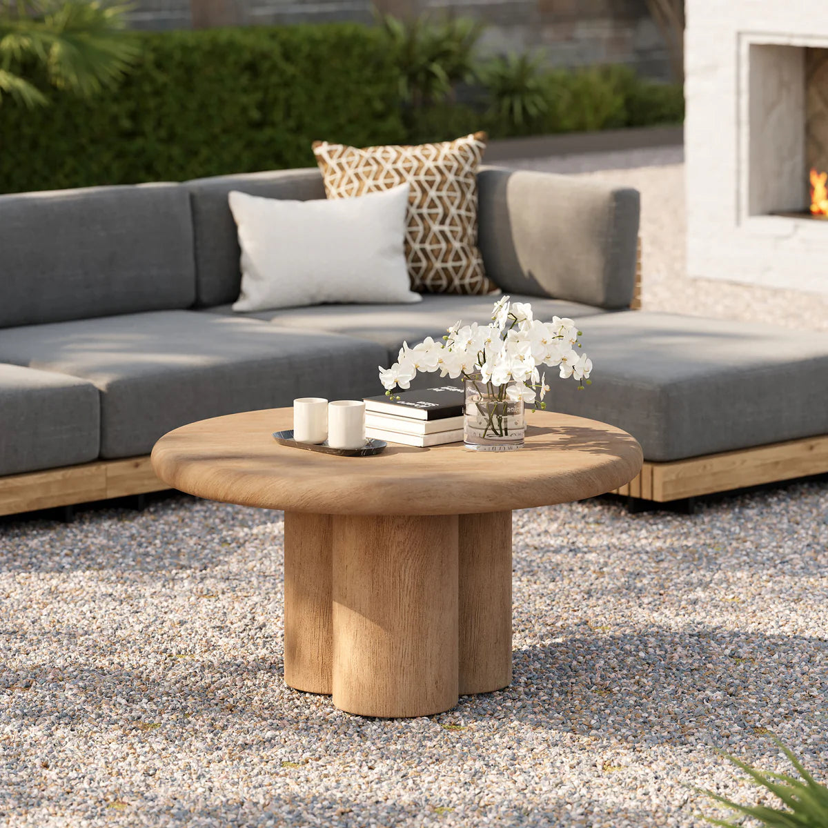 Tori 31 Inch Round Indoor Outdoor Coffee Table