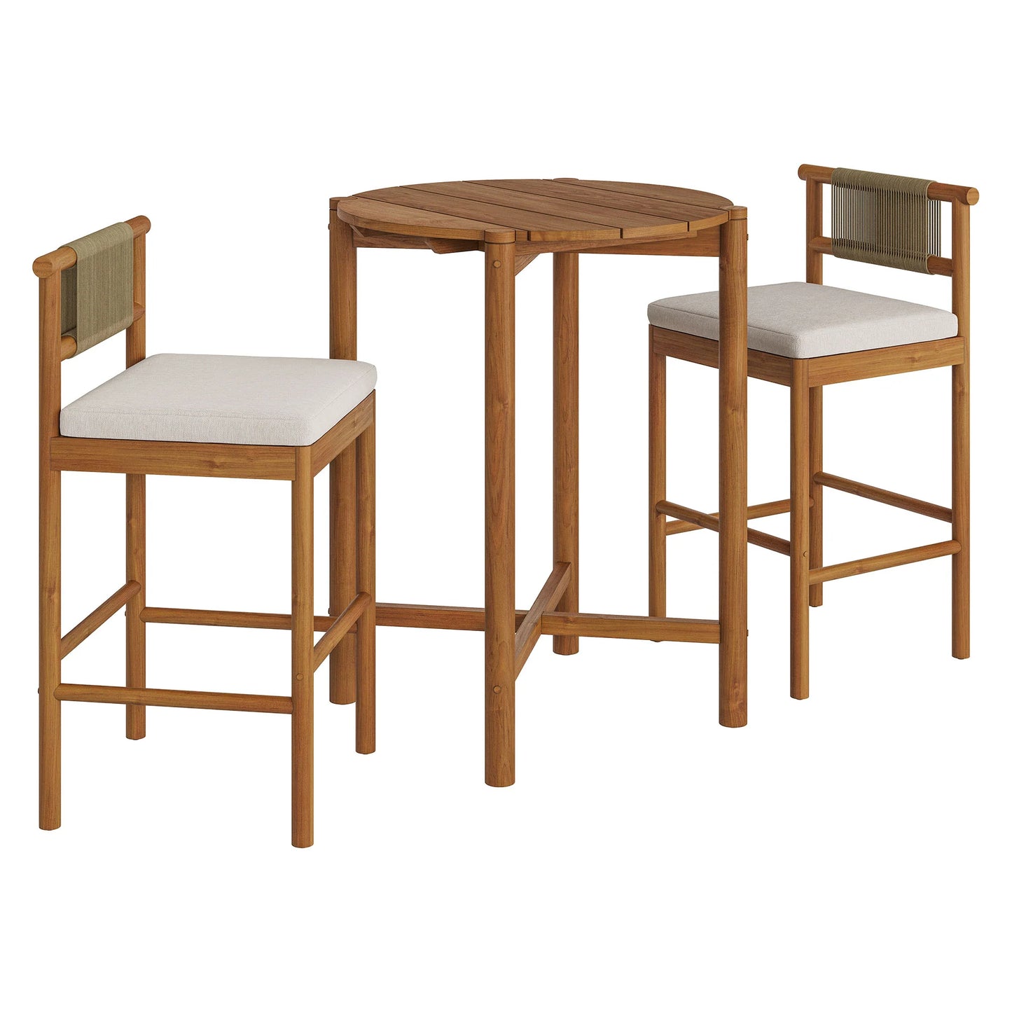 Eleni 3-Piece Outdoor Teak Wood Bar Set