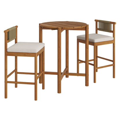 Eleni 3-Piece Outdoor Teak Wood Bar Set