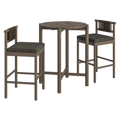 Eleni 3-Piece Outdoor Teak Wood Bar Set