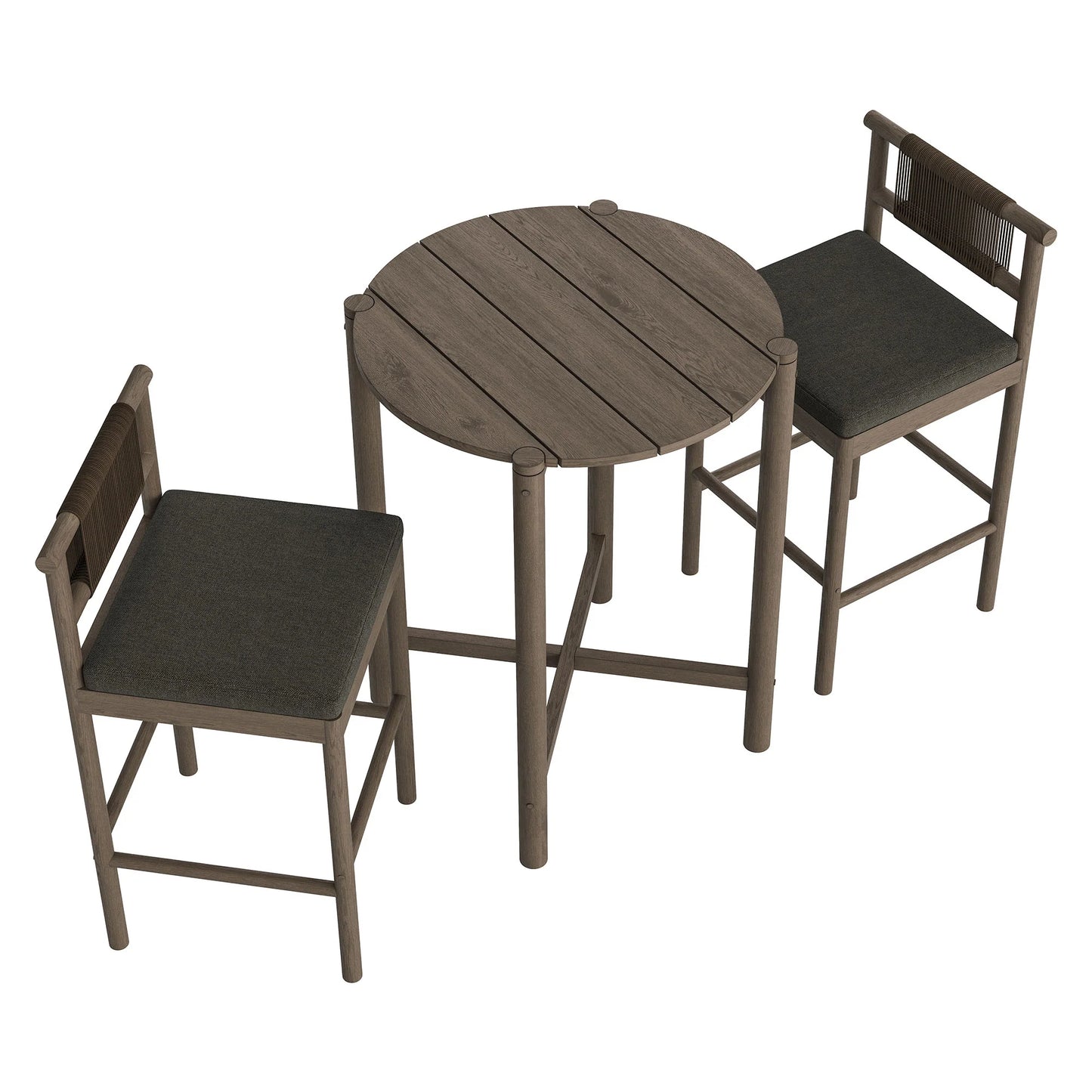 Eleni 3-Piece Outdoor Teak Wood Bar Set