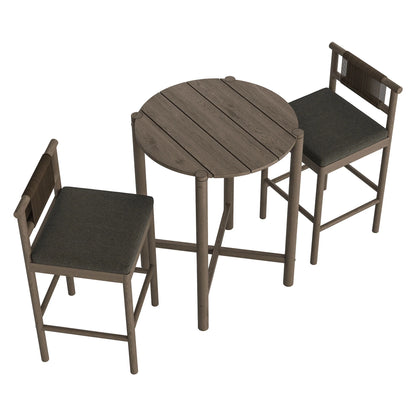 Eleni 3-Piece Outdoor Teak Wood Bar Set
