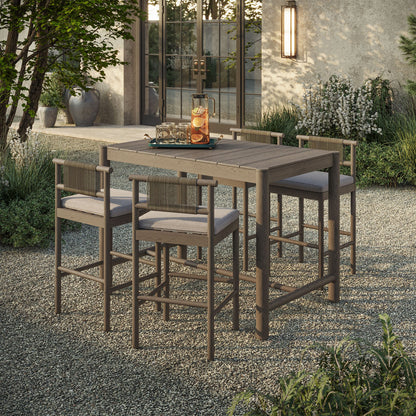 Eleni 5-Piece Outdoor Teak Wood Bar Set