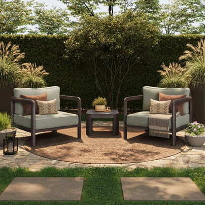 Kona 3-Piece Outdoor Teak Wood Patio Seating Set with 20" Side Table