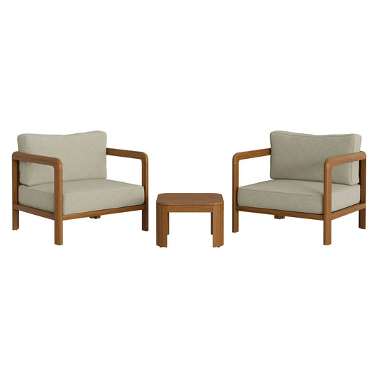 Kona 3-Piece Outdoor Teak Wood Patio Seating Set with 20" Side Table