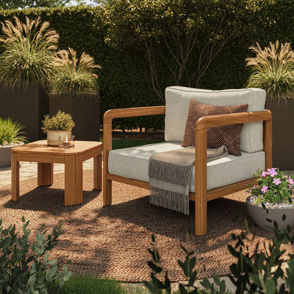 Kona 3-Piece Outdoor Teak Wood Patio Seating Set with 20" Side Table