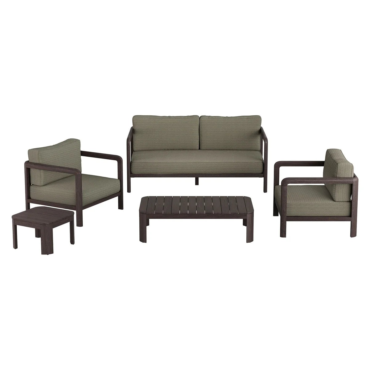 Kona 5-Piece Outdoor Teak Wood Patio Conversation Furniture Set
