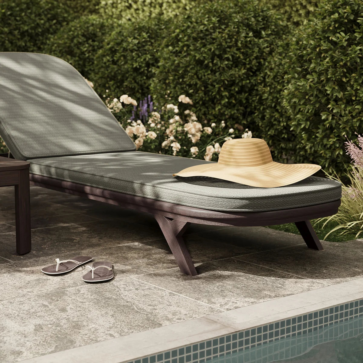 Kona 3-Piece Outdoor Teak Wood Patio Chaise Lounge Set with Side Table