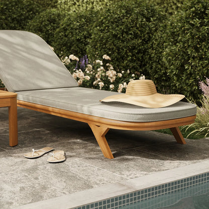 Kona 3-Piece Outdoor Teak Wood Patio Chaise Lounge Set with Side Table