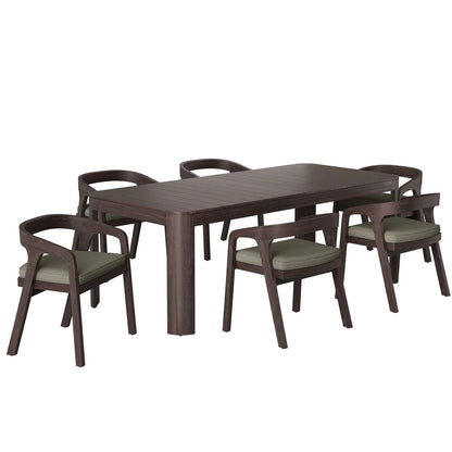 Kona 7-Piece Outdoor Teak Wood Patio Dining Set - 87" Table and 6 Chairs