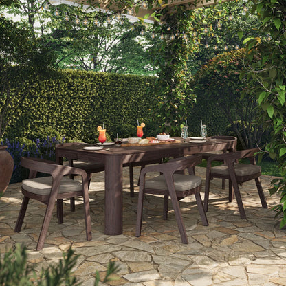 Kona 7-Piece Outdoor Teak Wood Patio Dining Set - 87" Table and 6 Chairs
