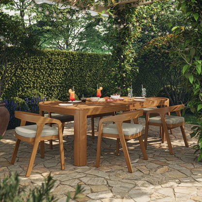 Kona 7-Piece Outdoor Teak Wood Patio Dining Set - 87" Table and 6 Chairs