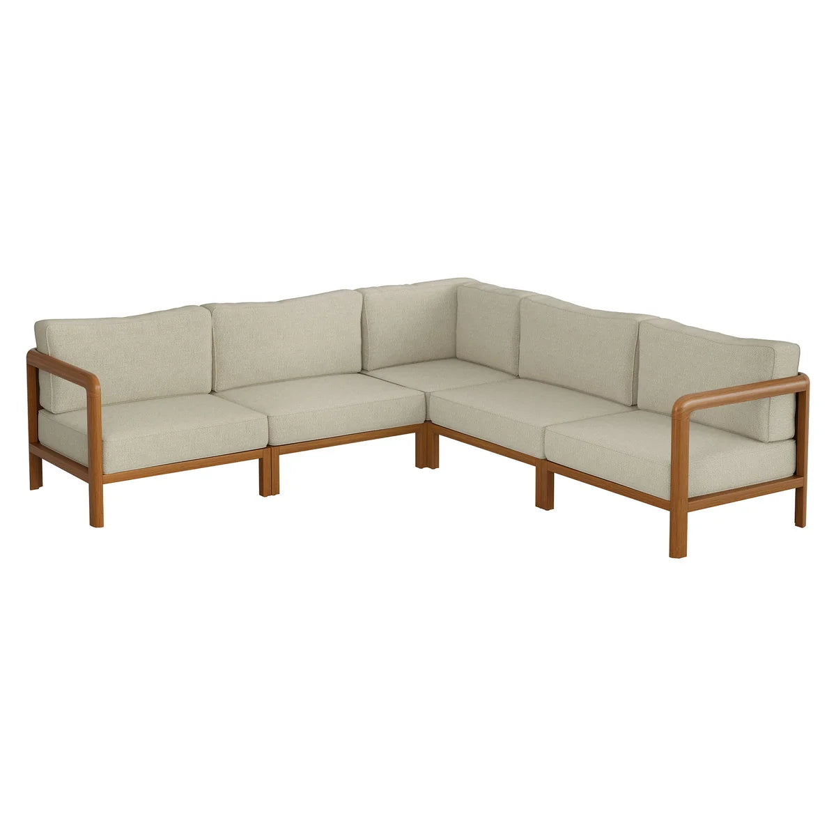 Kona 5-Piece Outdoor Teak Wood Corner Modular Patio Sectional Sofa Set