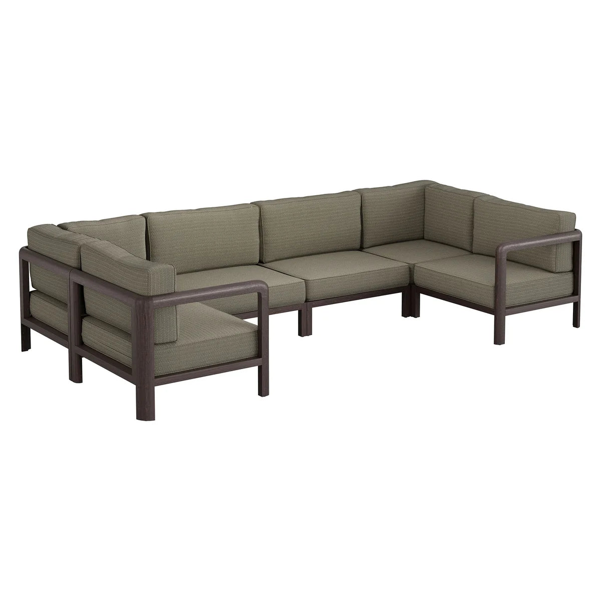 Kona 6-Piece Outdoor Teak Wood Modular Patio Sectional Sofa Set