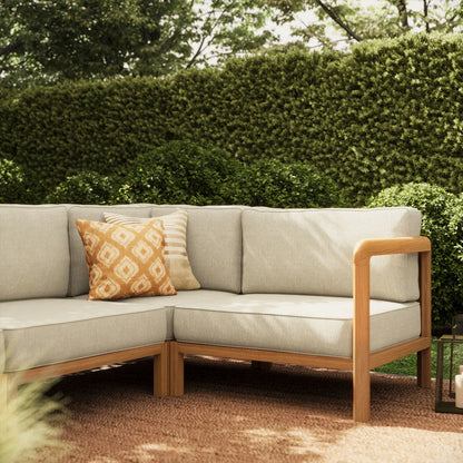 Kona 6-Piece Outdoor Teak Wood Modular Patio Sectional Sofa Set