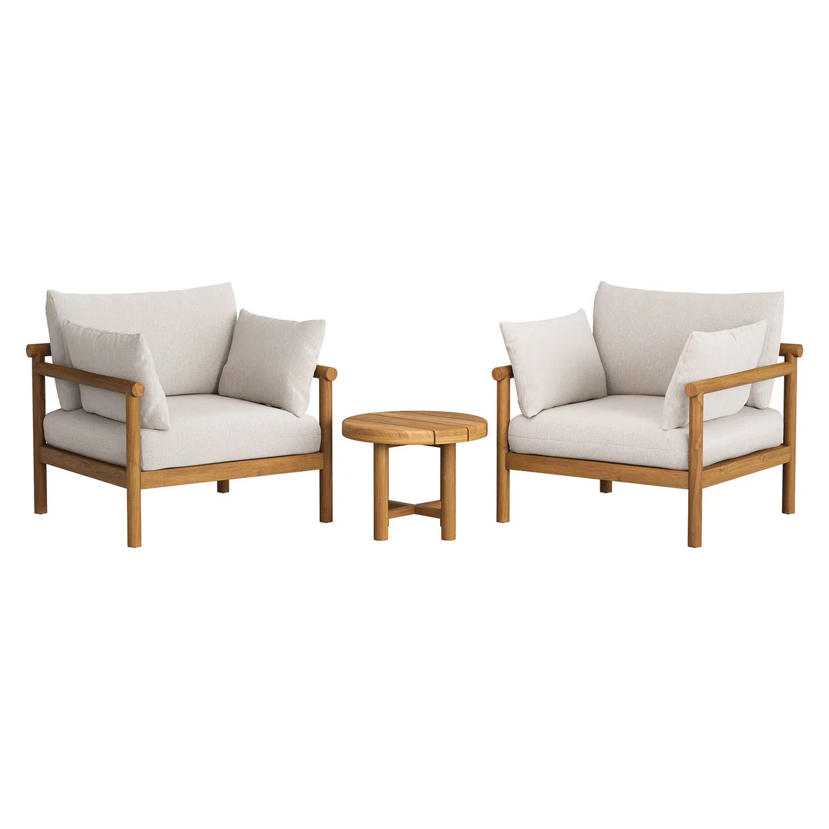 Eleni 3‑Piece Outdoor Teak Wood Lounge Set