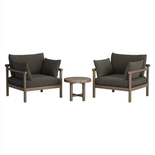 Eleni 3‑Piece Outdoor Teak Wood Lounge Set