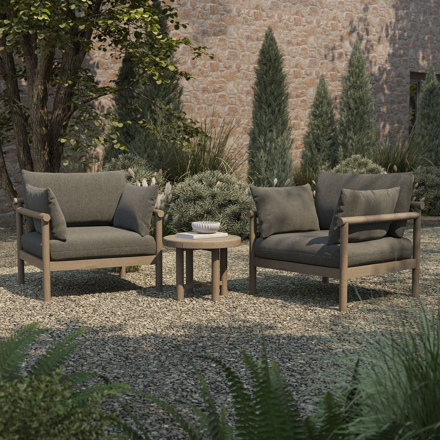 Eleni 3‑Piece Outdoor Teak Wood Lounge Set