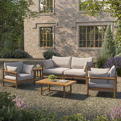 Eleni 5‑Piece Outdoor Teak Wood Furniture Set