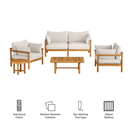Eleni 5‑Piece Outdoor Teak Wood Furniture Set