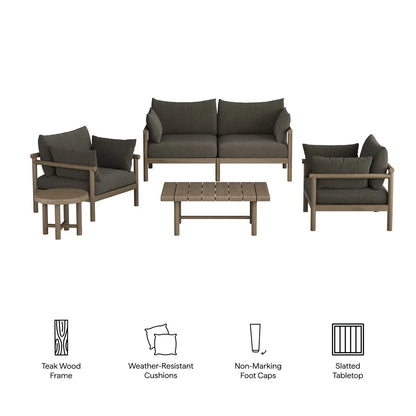 Eleni 5‑Piece Outdoor Teak Wood Furniture Set