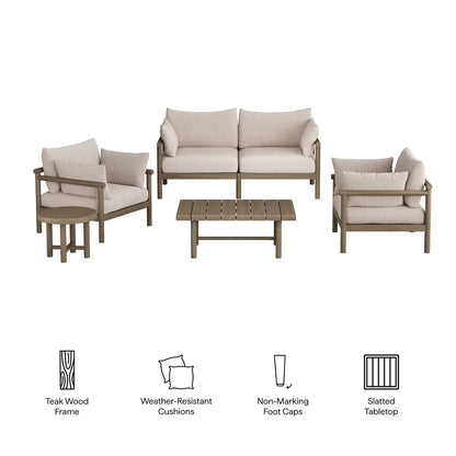Eleni 5‑Piece Outdoor Teak Wood Furniture Set