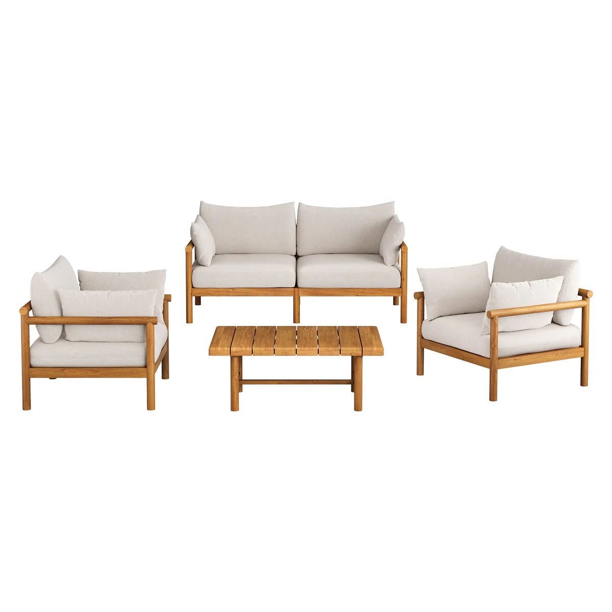 Eleni 4‑Piece Outdoor Teak Wood Sofa Set