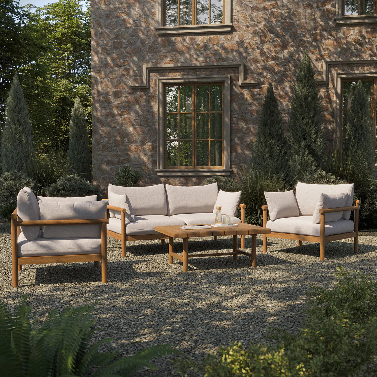 Eleni 4‑Piece Outdoor Teak Wood Sofa Set