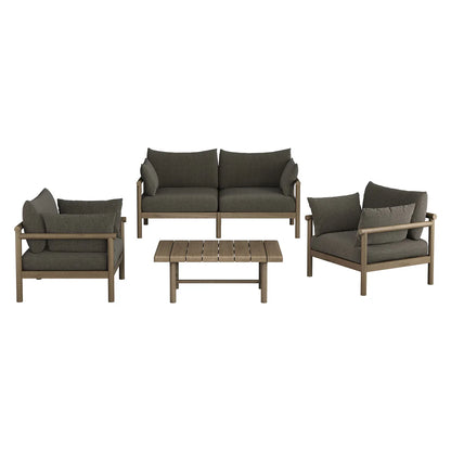 Eleni 4‑Piece Outdoor Teak Wood Sofa Set