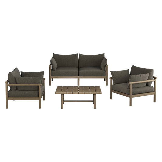 Eleni 4‑Piece Outdoor Teak Wood Sofa Set