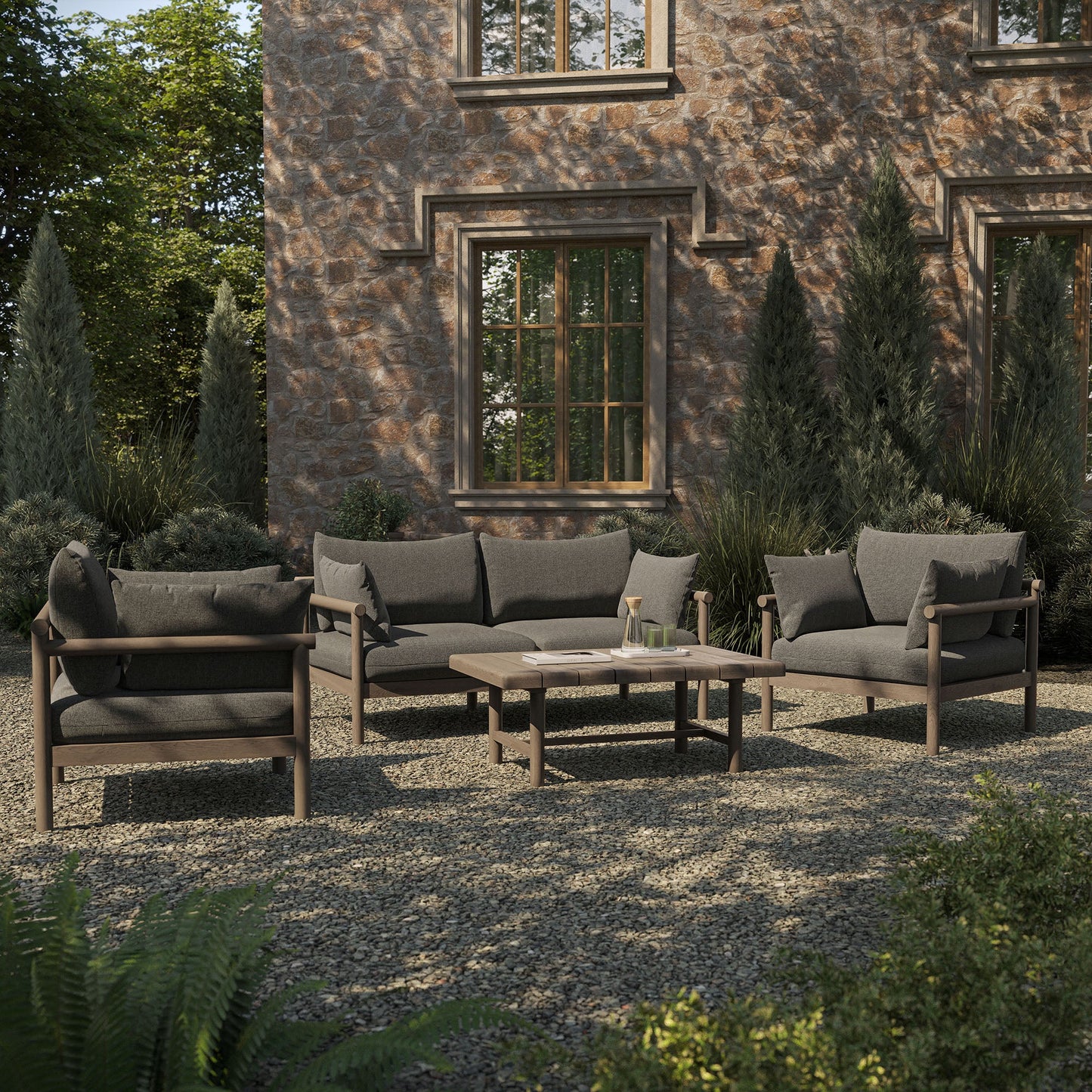 Eleni 4‑Piece Outdoor Teak Wood Sofa Set