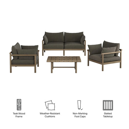 Eleni 4‑Piece Outdoor Teak Wood Sofa Set