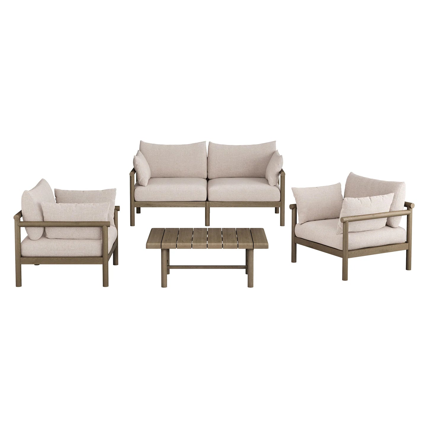 Eleni 4‑Piece Outdoor Teak Wood Sofa Set