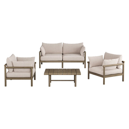 Eleni 4‑Piece Outdoor Teak Wood Sofa Set