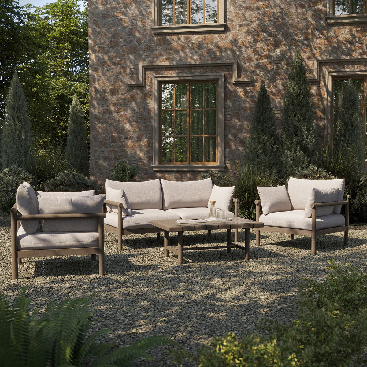 Eleni 4‑Piece Outdoor Teak Wood Sofa Set