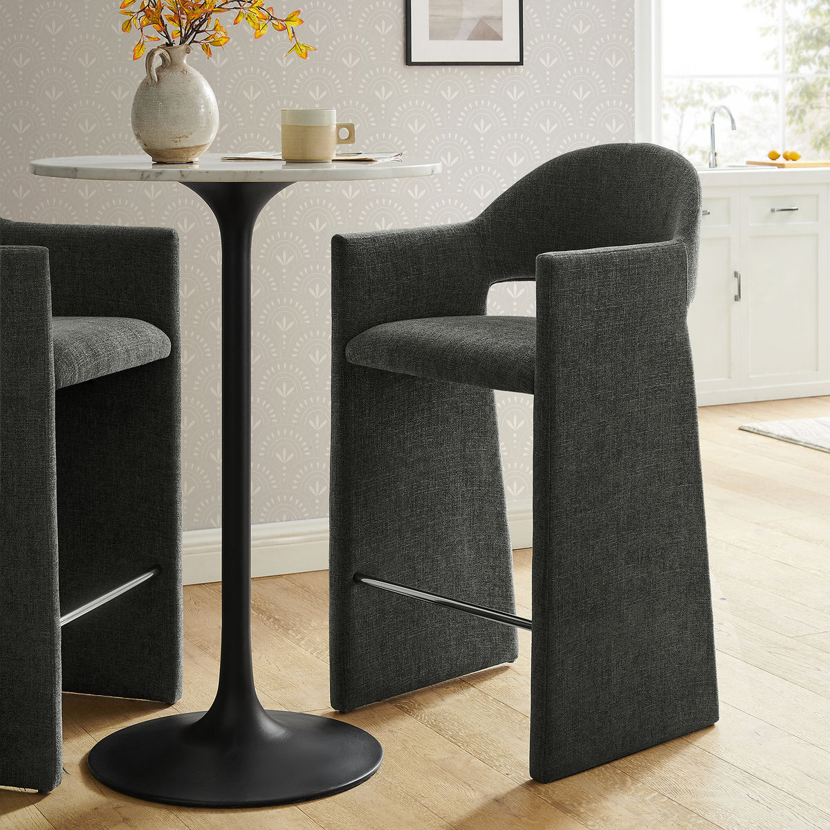 Talia 41 Inch Upholstered Fabric Bar Stool