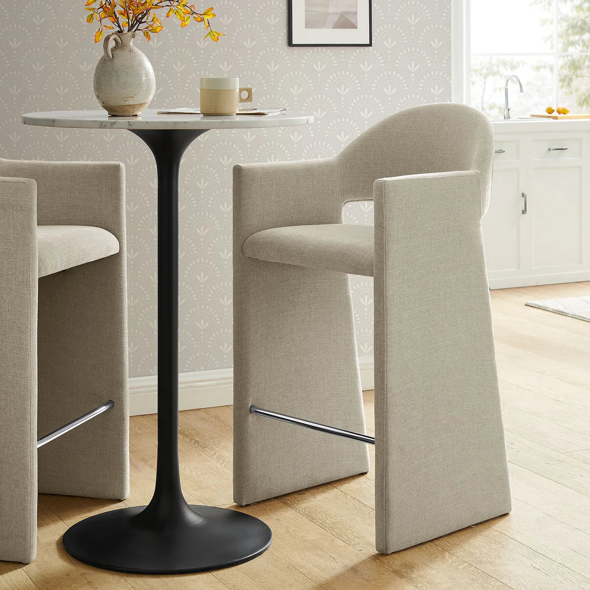 Talia 41 Inch Upholstered Fabric Bar Stool