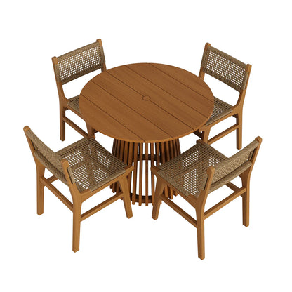 Rowe 5-Piece Outdoor Teak Wood Dining Set in Natural