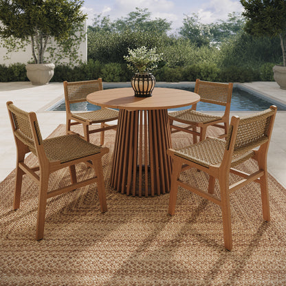 Rowe 5-Piece Outdoor Teak Wood Dining Set in Natural