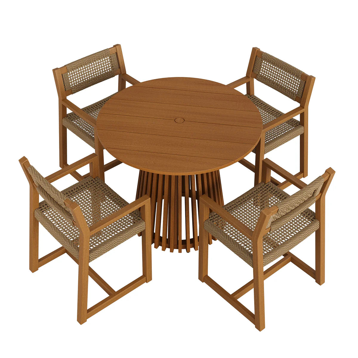 Reed 5-Piece Outdoor Teak Wood Dining Set in Natural