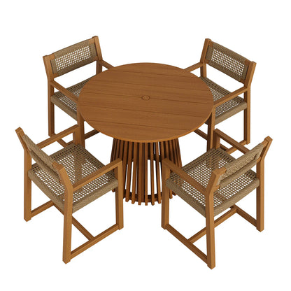 Reed 5-Piece Outdoor Teak Wood Dining Set in Natural