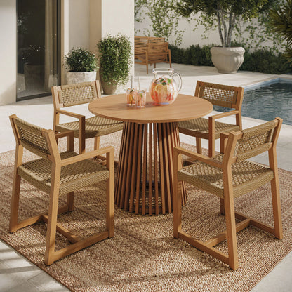 Reed 5-Piece Outdoor Teak Wood Dining Set in Natural