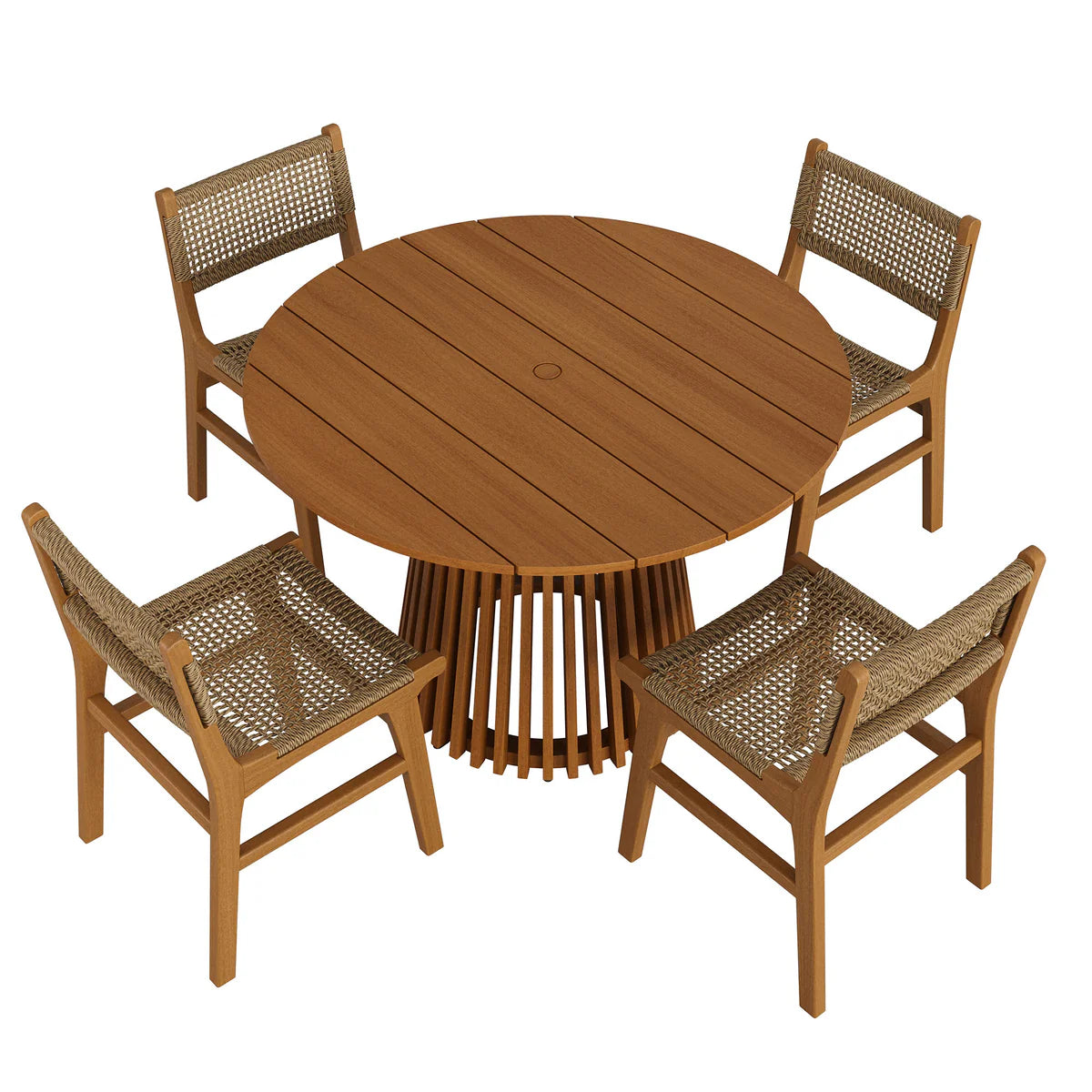 Rowe 5-Piece Outdoor Teak Wood Dining Set in Natural