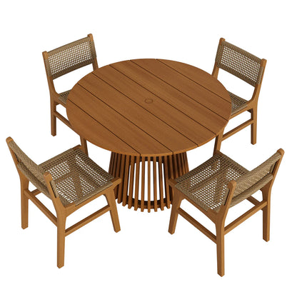 Rowe 5-Piece Outdoor Teak Wood Dining Set in Natural