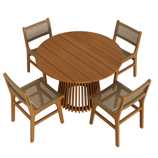 Rowe 5-Piece Outdoor Teak Wood Dining Set in Natural