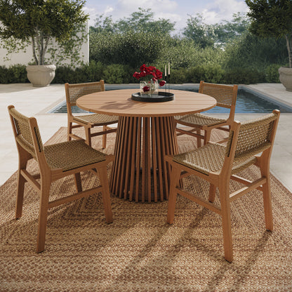Rowe 5-Piece Outdoor Teak Wood Dining Set in Natural