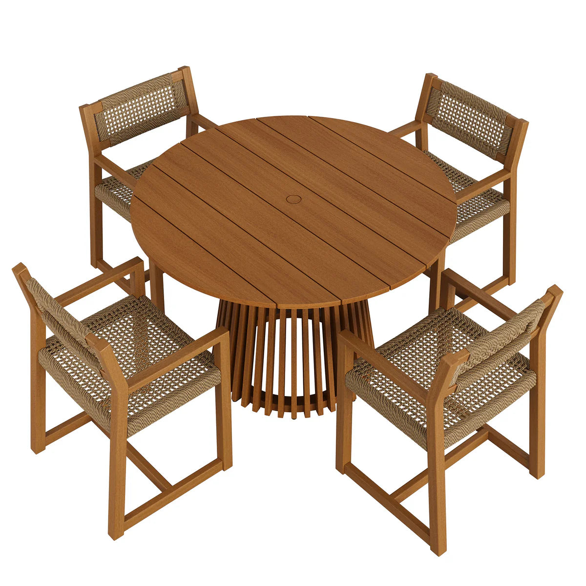 Reed 5-Piece Outdoor Teak Wood Dining Set in Natural