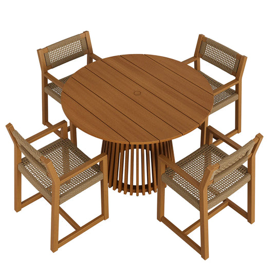 Reed 5-Piece Outdoor Teak Wood Dining Set in Natural