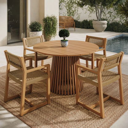Reed 5-Piece Outdoor Teak Wood Dining Set in Natural